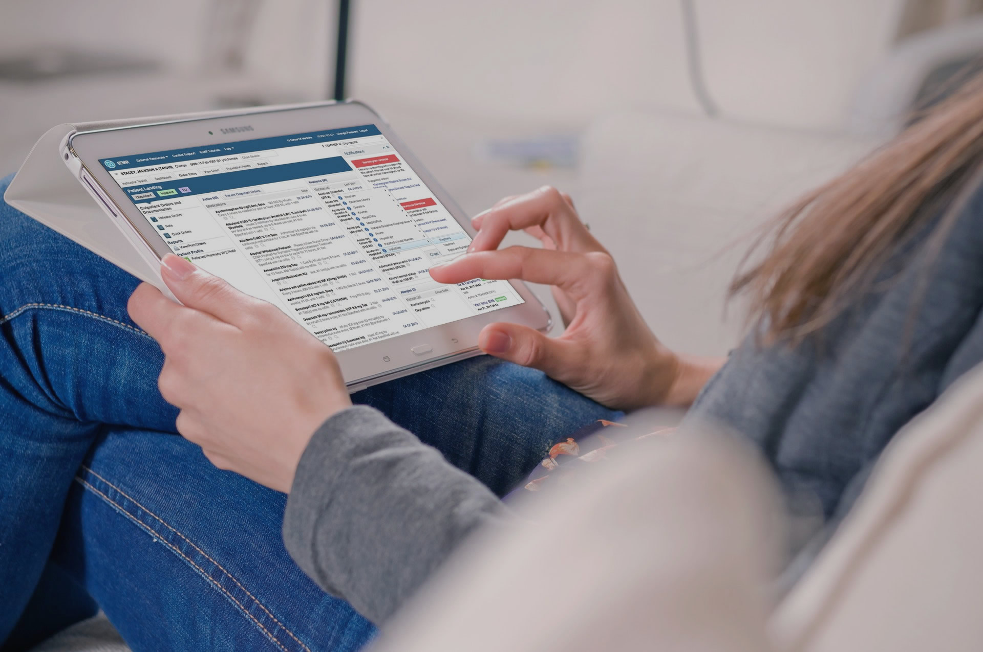 The teaching EHR shown on a tablet